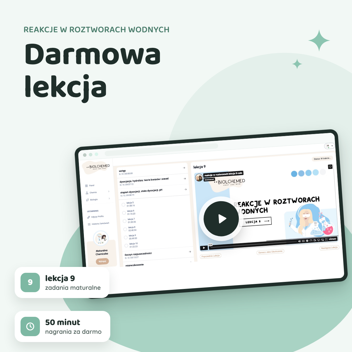 DARMOWA LEKCJA z kursu Reakcje w roztworach wodnych